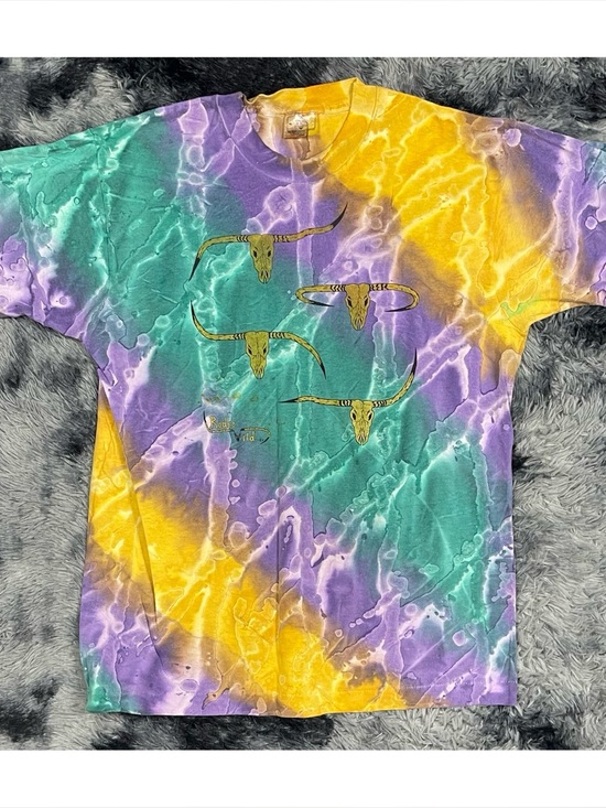 TSF Other - Vintage Rodeo Wild 93' Longhorn Skull Tie Dye Graphic T-Shirt